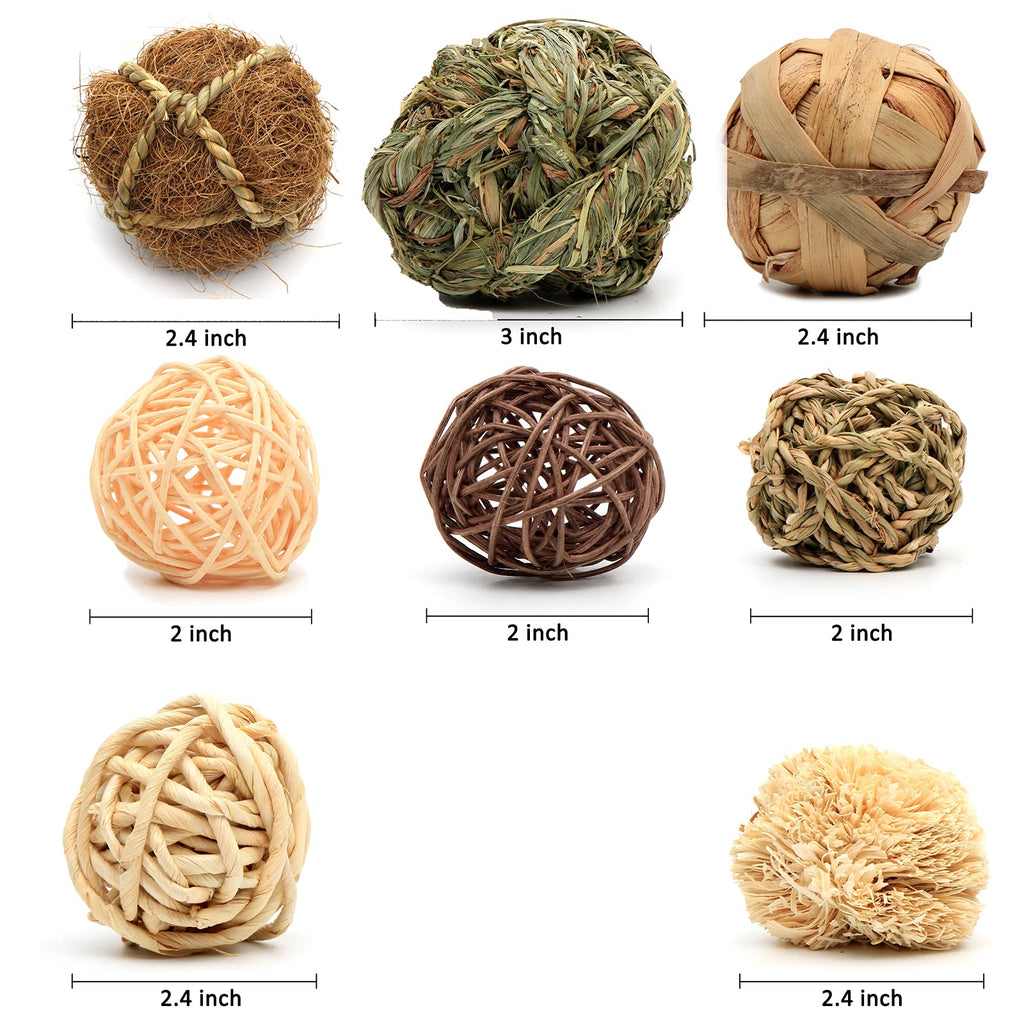 Youngever 8 Pack Small Animal Activity Toys, Assorted Rabbit Balls, Chewable Teething Activity Toys for Bunny, Rabbit, Hamster, Guinea Pig