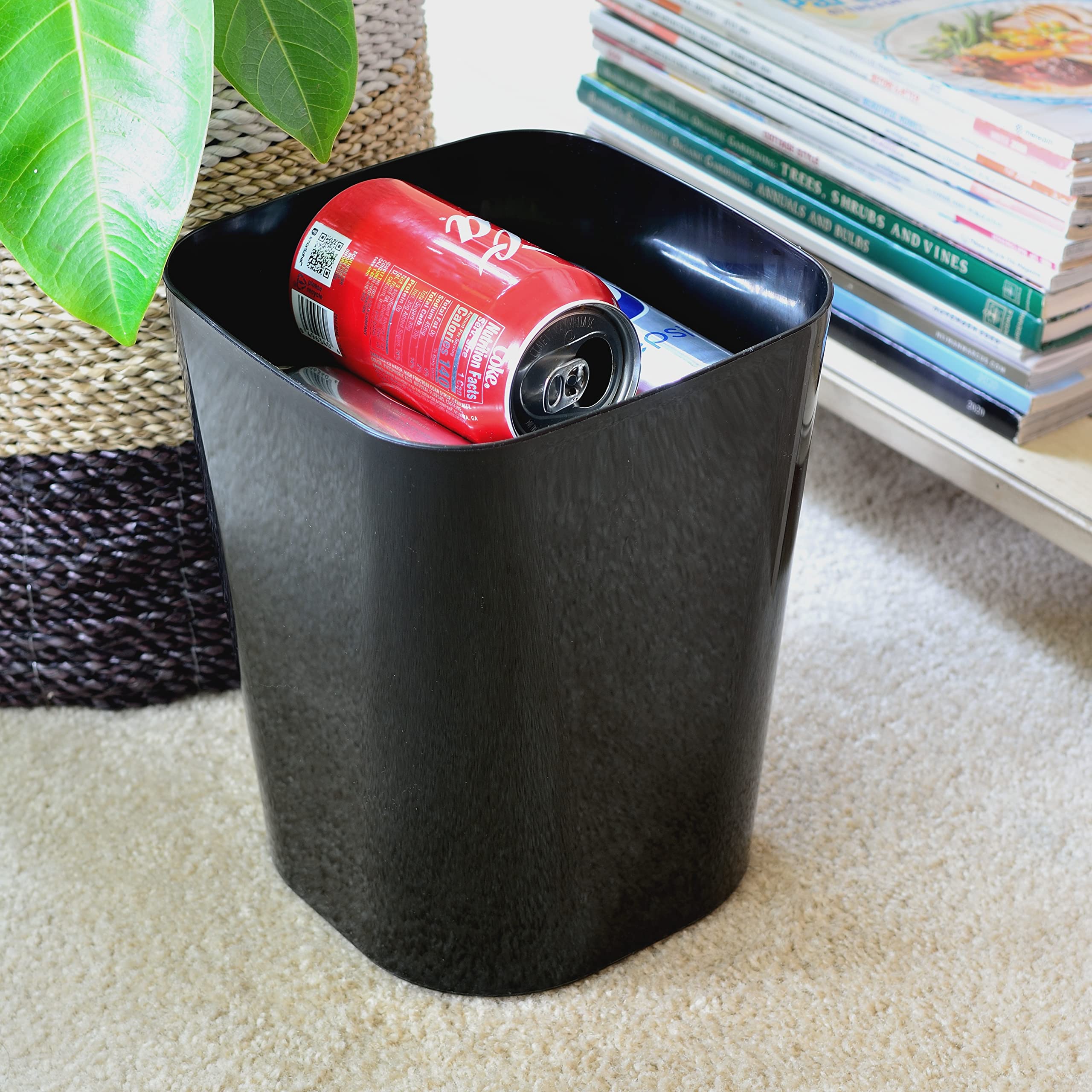 Youngever 2 Pack 1.5 Gallon Square Trash Can, Plastic Garbage Container Bin, Small Trash Bin for Home Office, Living Room, Study Room, Kitchen, Bathroom