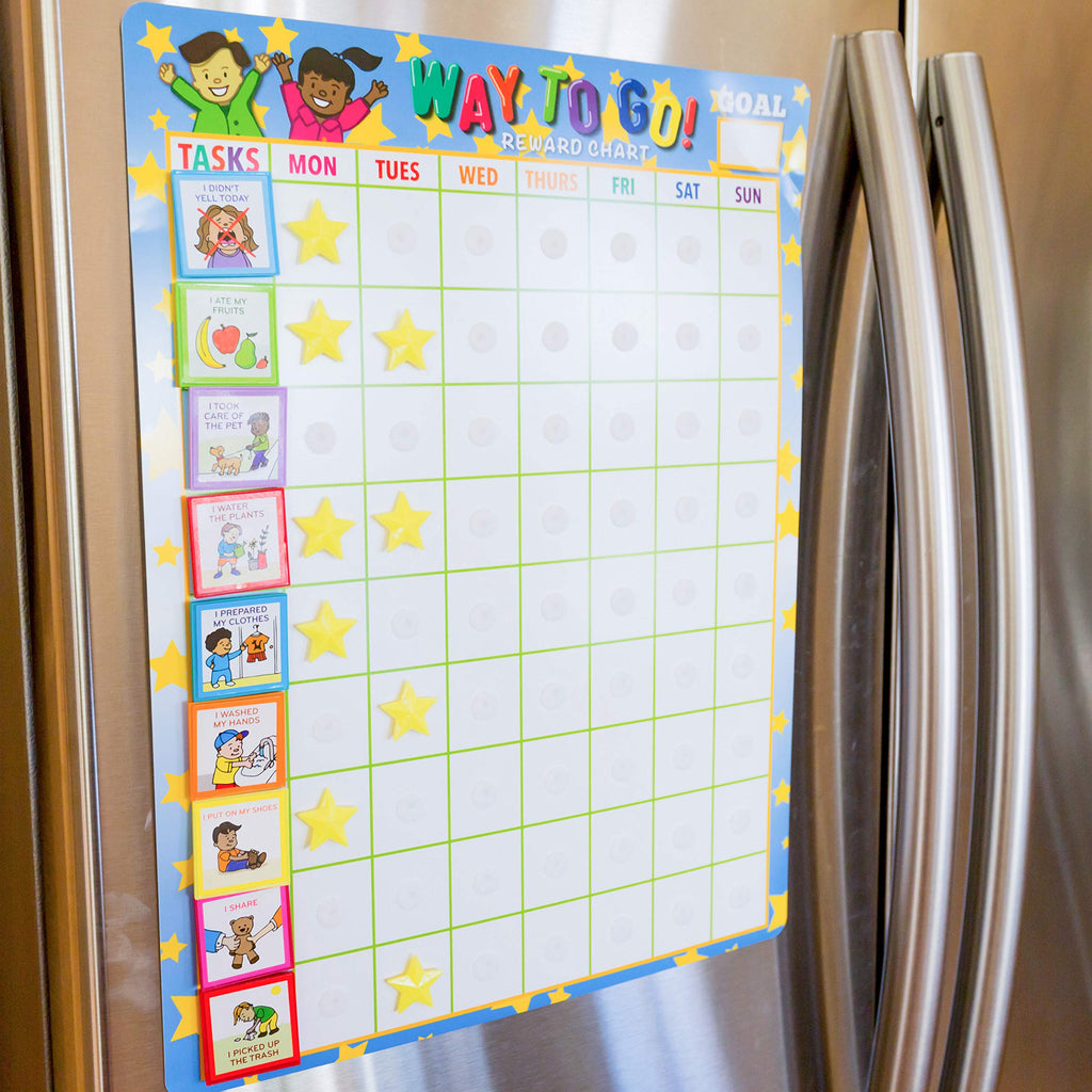 Youngever Reward Chart, Responsibility Chart, Magnetic Chore Chart, Way to Go Behavior Chart for Kids with 75 Behavioral Chores, 17.5 x 13.5 Inch