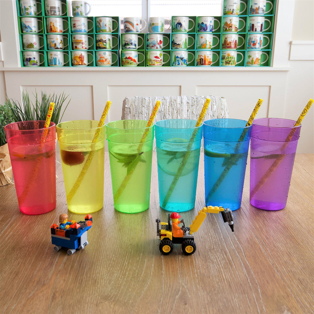 Youngever 18 Pack 20 Ounce Plastic Tumblers, Drinking Glasses, Restaurant-Quality Shatterproof Beverage Tumblers, 6 Colors, Reusable | Stackable | NO BPA | Top-rack Dishwasher Safe