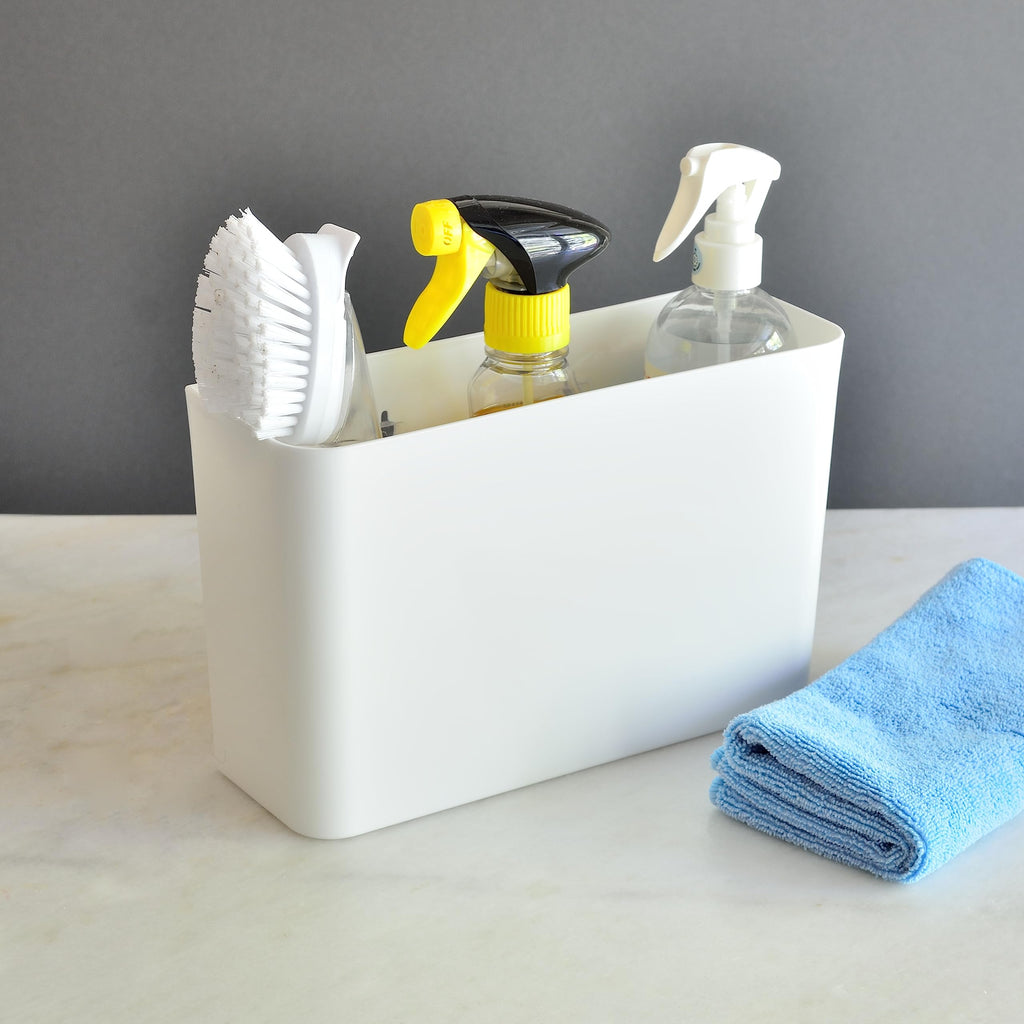 Youngever Plastic Adhesive Storage Organizer Bin for Cabinet, Pantry, Organizer for Ziplock Bag, Plastic and Paper Wrap, Aluminum Foil, Cleaning Brushes, Kitchen Gadgets
