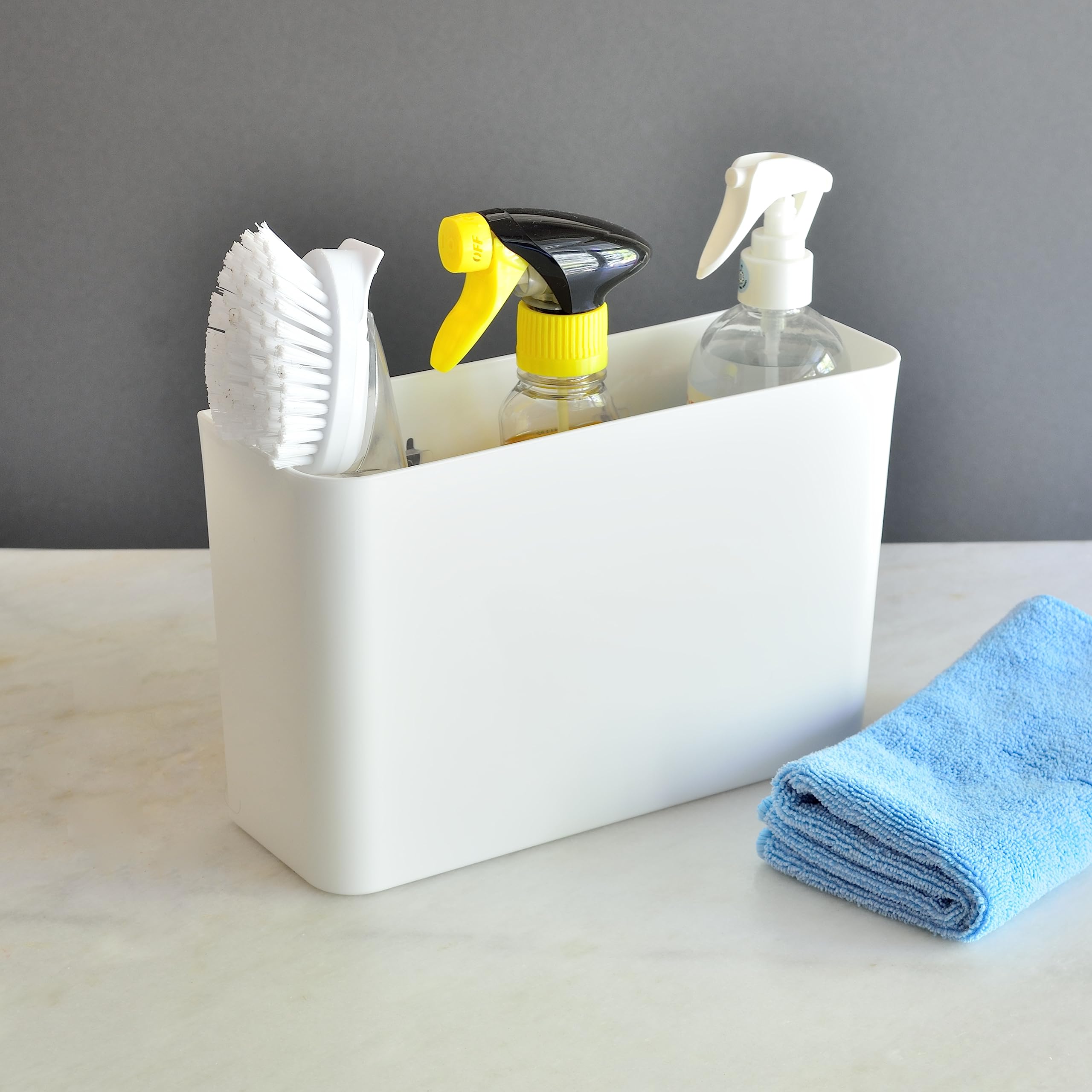 Youngever Plastic Adhesive Storage Organizer Bin for Cabinet, Pantry, Organizer for Ziplock Bag, Plastic and Paper Wrap, Aluminum Foil, Cleaning Brushes, Kitchen Gadgets