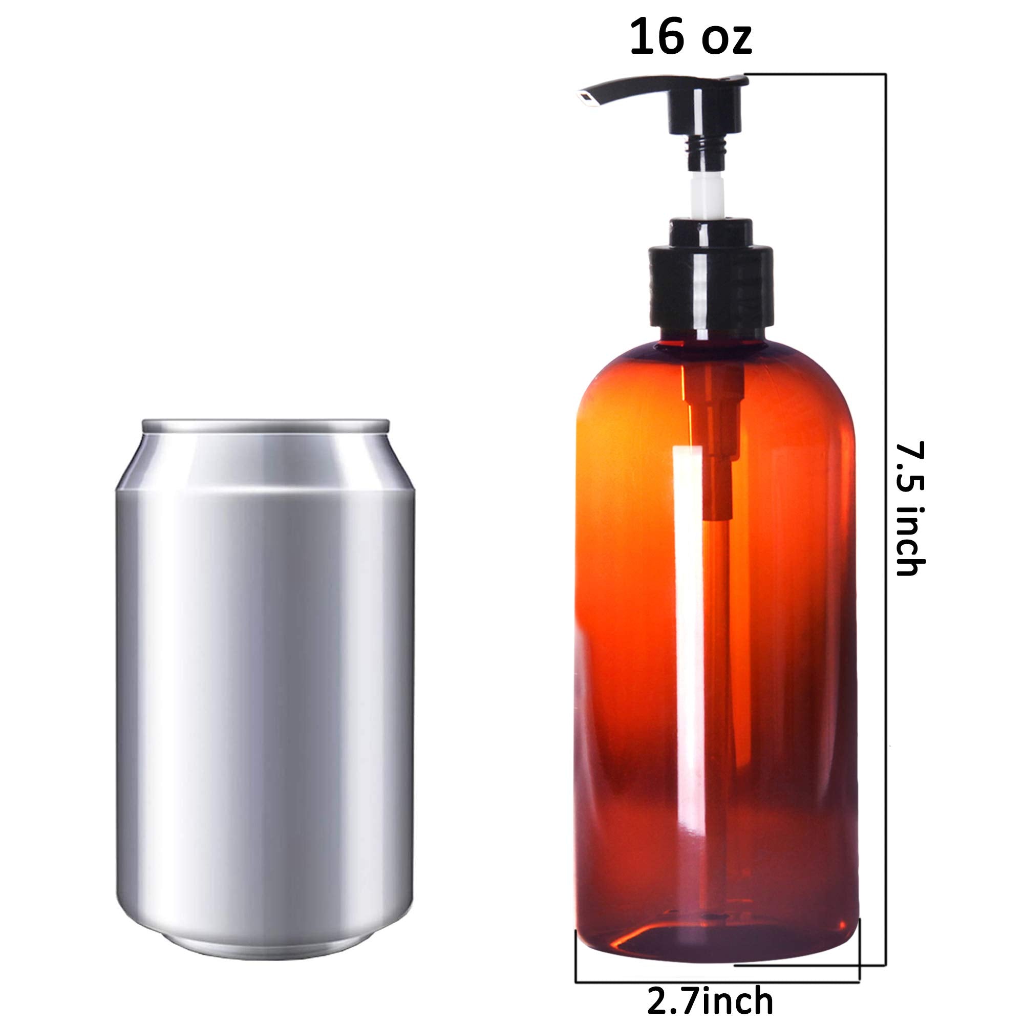 Youngever 5 Pack Plastic Pump Bottles 16 Ounce, Refillable Plastic Pump Bottles