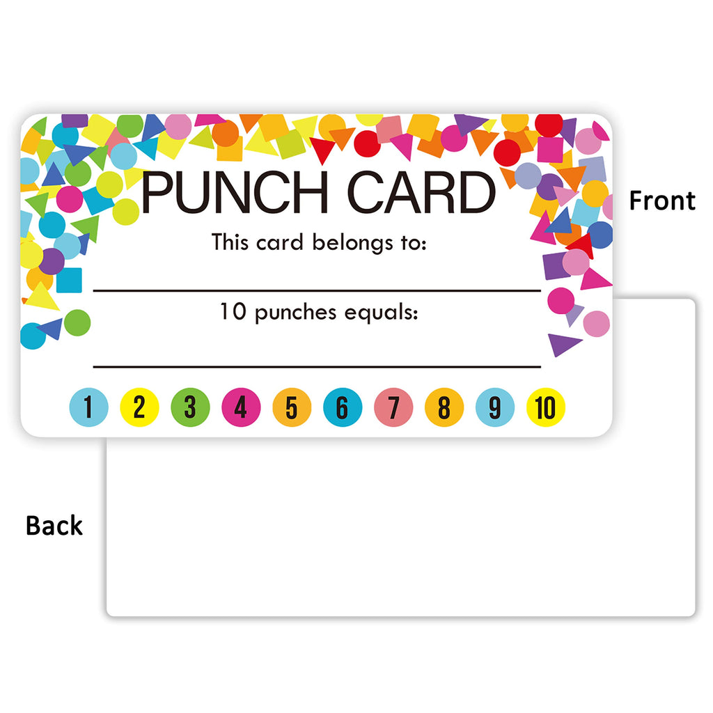 Youngever Punch Cards 210 Pack, Incentive Loyalty Reward Card for Classroom, Business, Kids, Students, Teachers 3.5 inch x 2 inch, Confetti Design