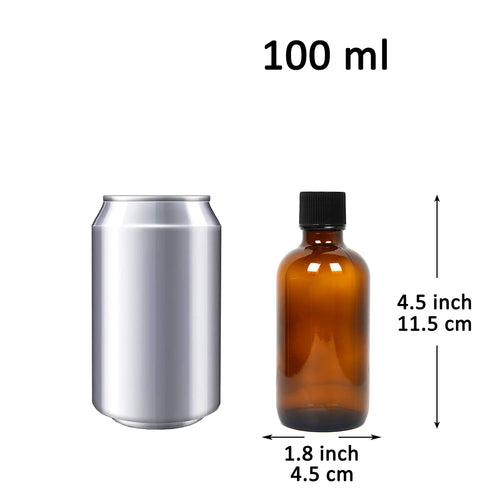 Youngever 16 Pack 3.5 Ounce Empty Glass Bottles with Lids, Amber Glass Tight Seal Lids, Refillable Container for Essential Oils, Vanilla Extract and More