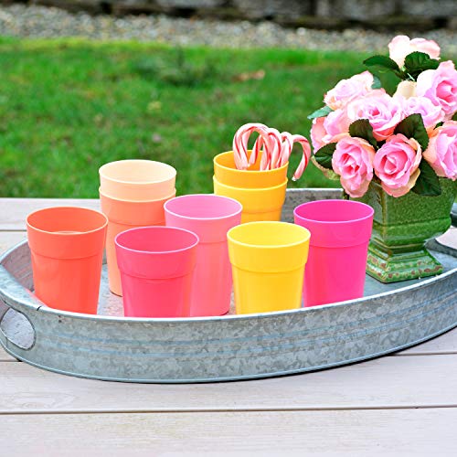 Youngever 18 Pack 12 Ounce Plastic Kids Juice Tumblers, Unbreakable Drinking Glasses, Plastic Cups, Reusable | Stackable | NO BPA | Top-rack Dishwasher Safe