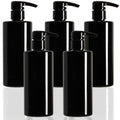 Youngever 5 Pack Black Plastic Pump Bottles 16 Ounce, Empty Pump Bottles for Shampoo, Pump Bottles Bottles for Cleaning Solutions