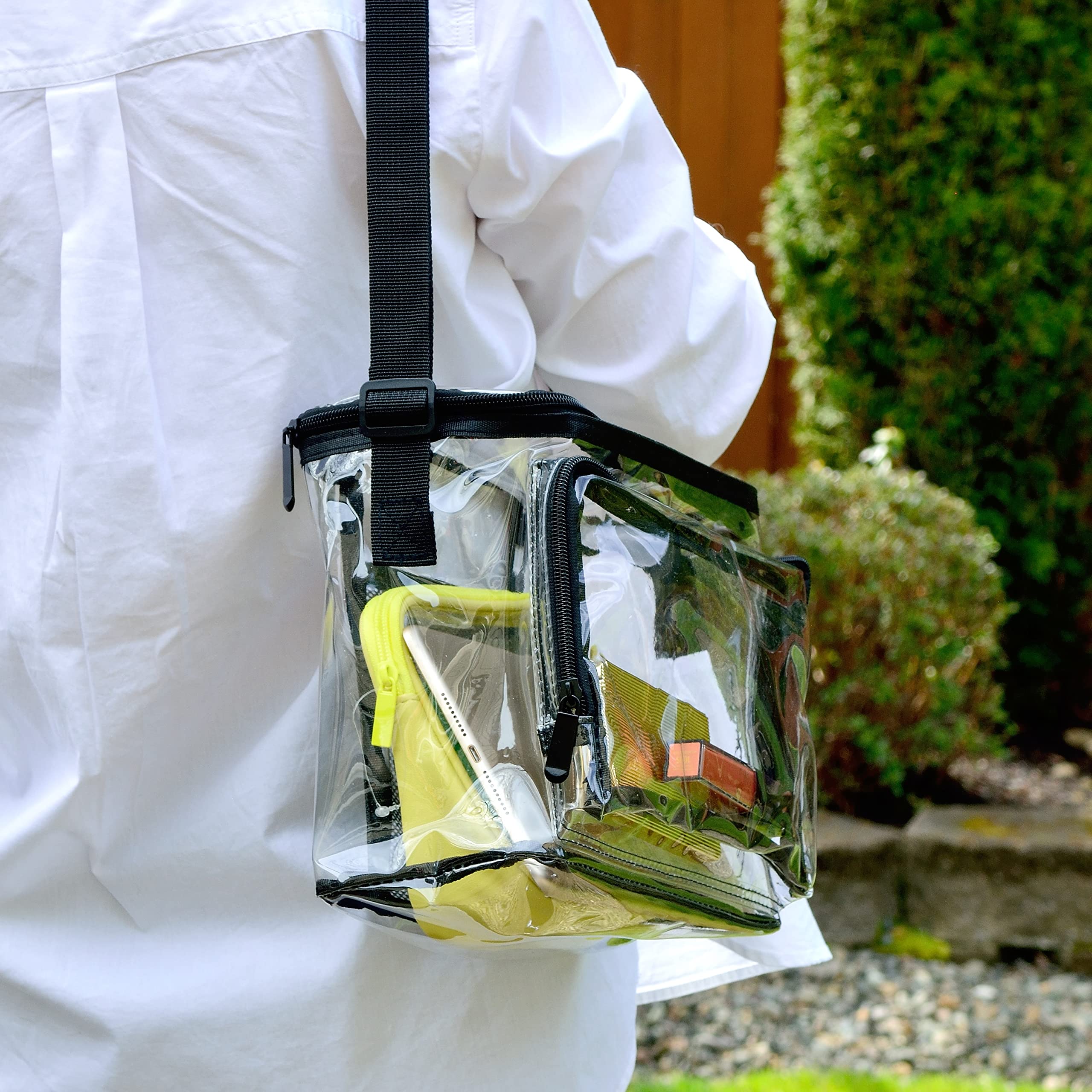 Youngever Large Clear Lunch Bag, Stadium Approved Clear Bag, Adjustable Cross-Body Strap Clear Plastic Bag