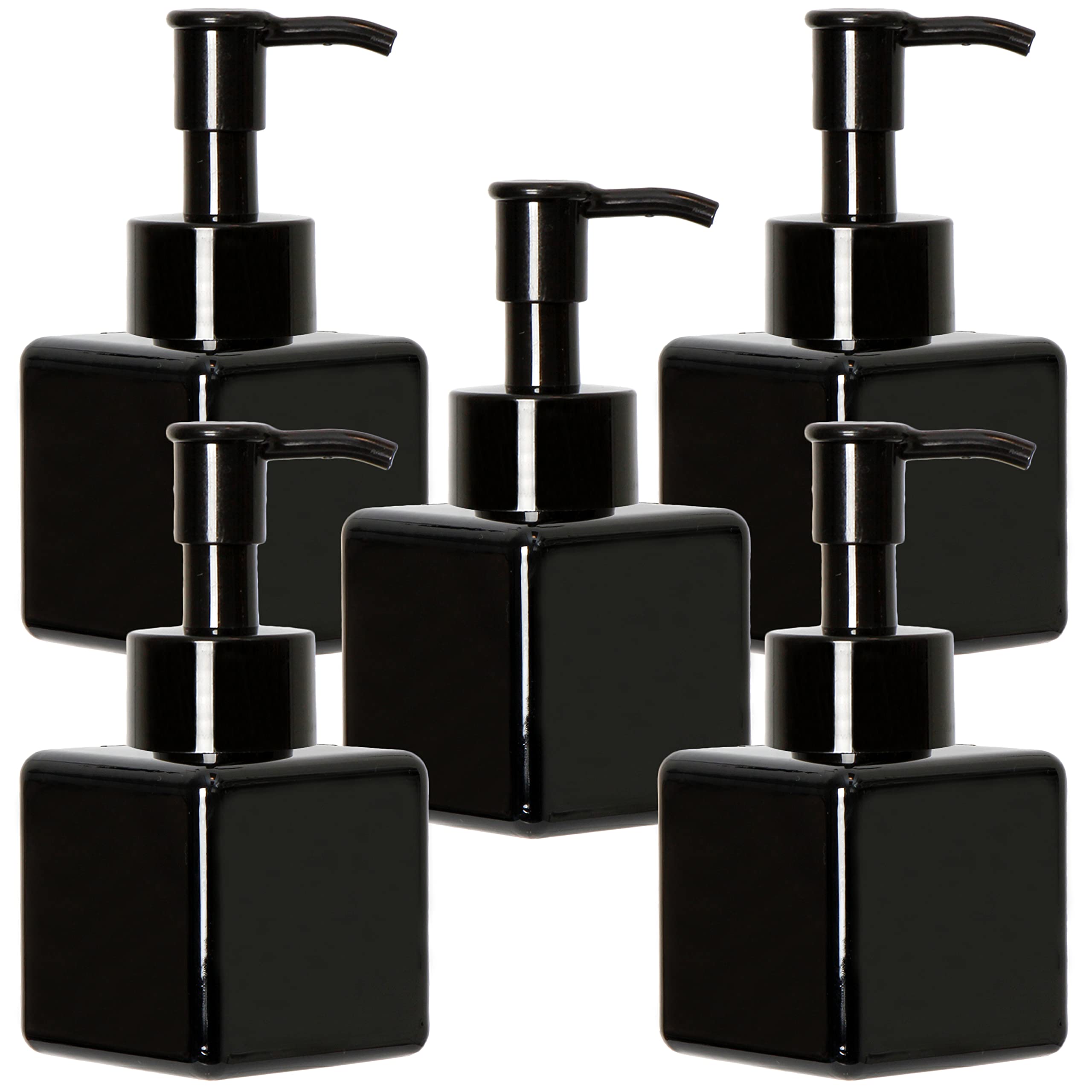 Youngever 5 Pack 4 Ounce Plastic Pump Bottles, Square Refillable Plastic Pump Bottles for Dispensing Lotions, Liquid Soap