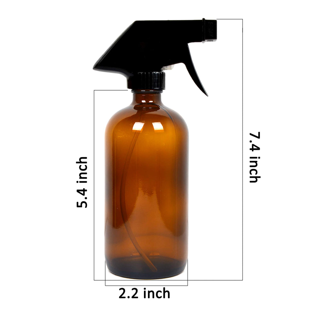 Youngever 5 Pack Empty Amber Glass Spray Bottles, 8 Ounce Refillable Container for Essential Oils, Cleaning Products, or Aromatherapy, Trigger Sprayer with Mist and Stream Settings