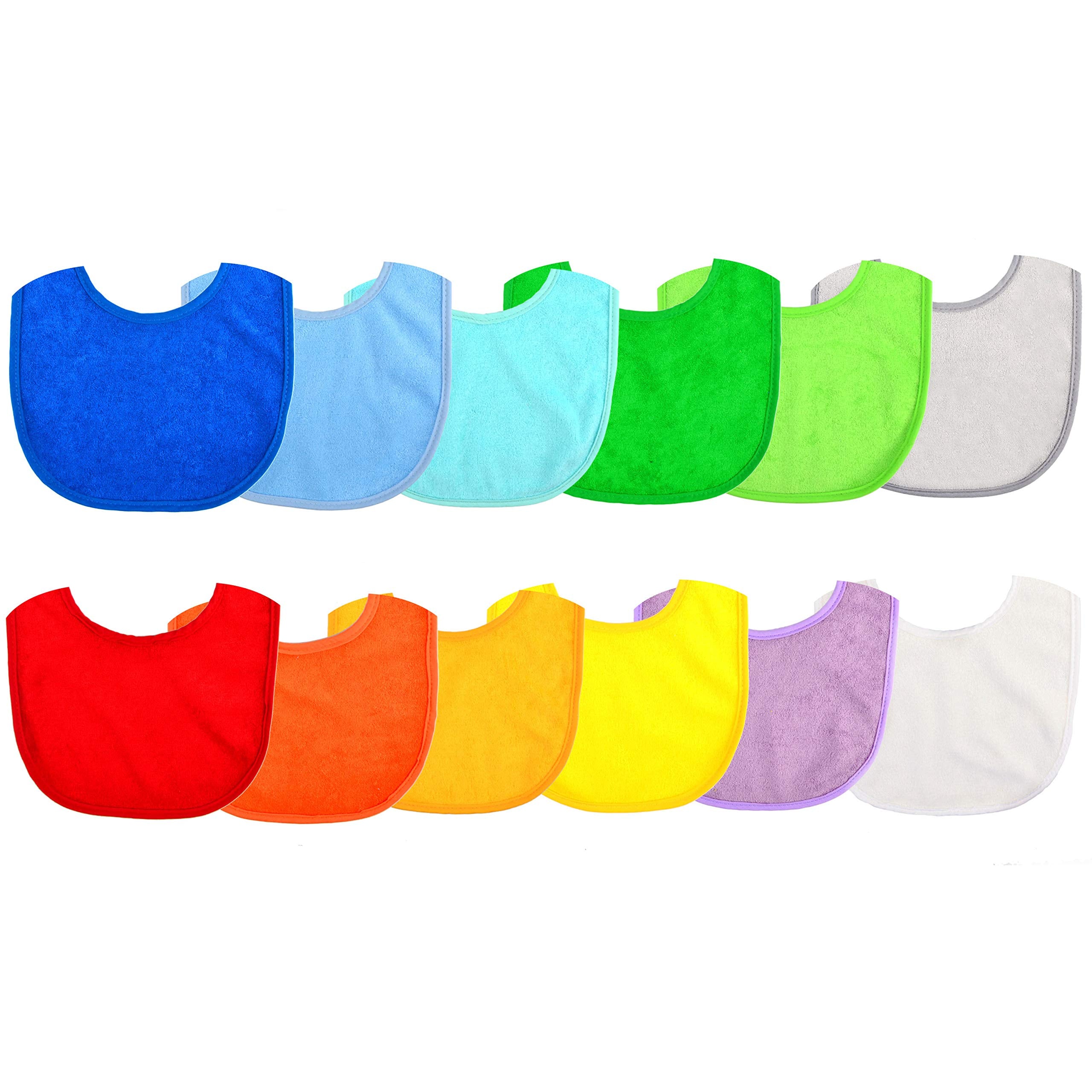 Youngever 12 Baby Bibs, Stay Dry Soft Waterproof Baby Terry Bibs for 3 To 12 Months