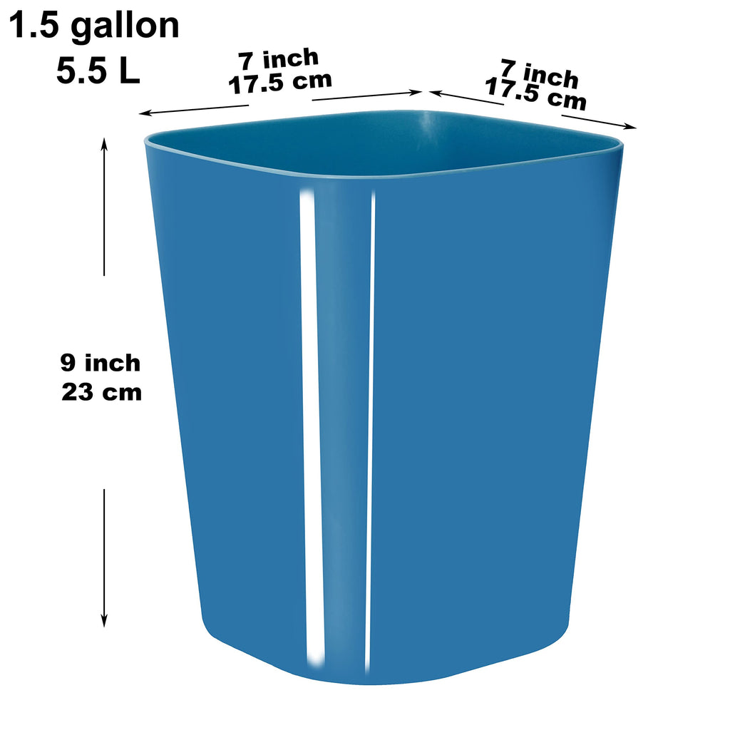 Youngever 2 Pack 1.5 Gallon Square Trash Can, Plastic Garbage Container Bin, Small Trash Bin for Home Office, Living Room, Study Room, Kitchen, Bathroom