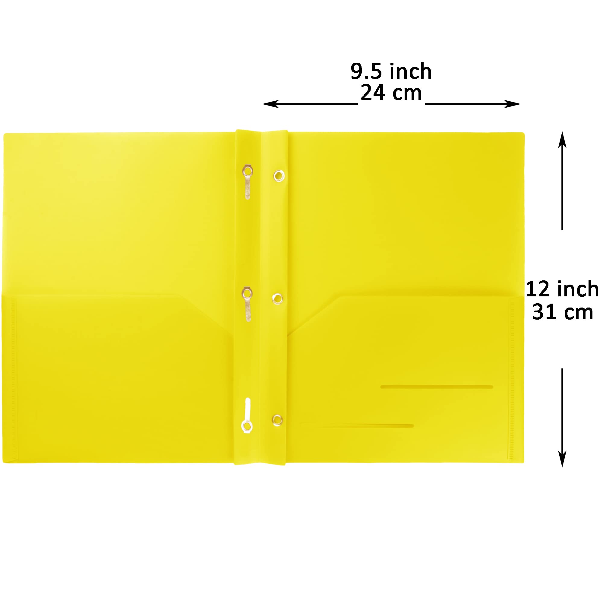 Youngever 6 Pack Heavy Duty Plastic Two Pocket Folders with 3 Prongs, Metal Prongs Fastener, Heavy Duty Plastic 2 Pocket Folder