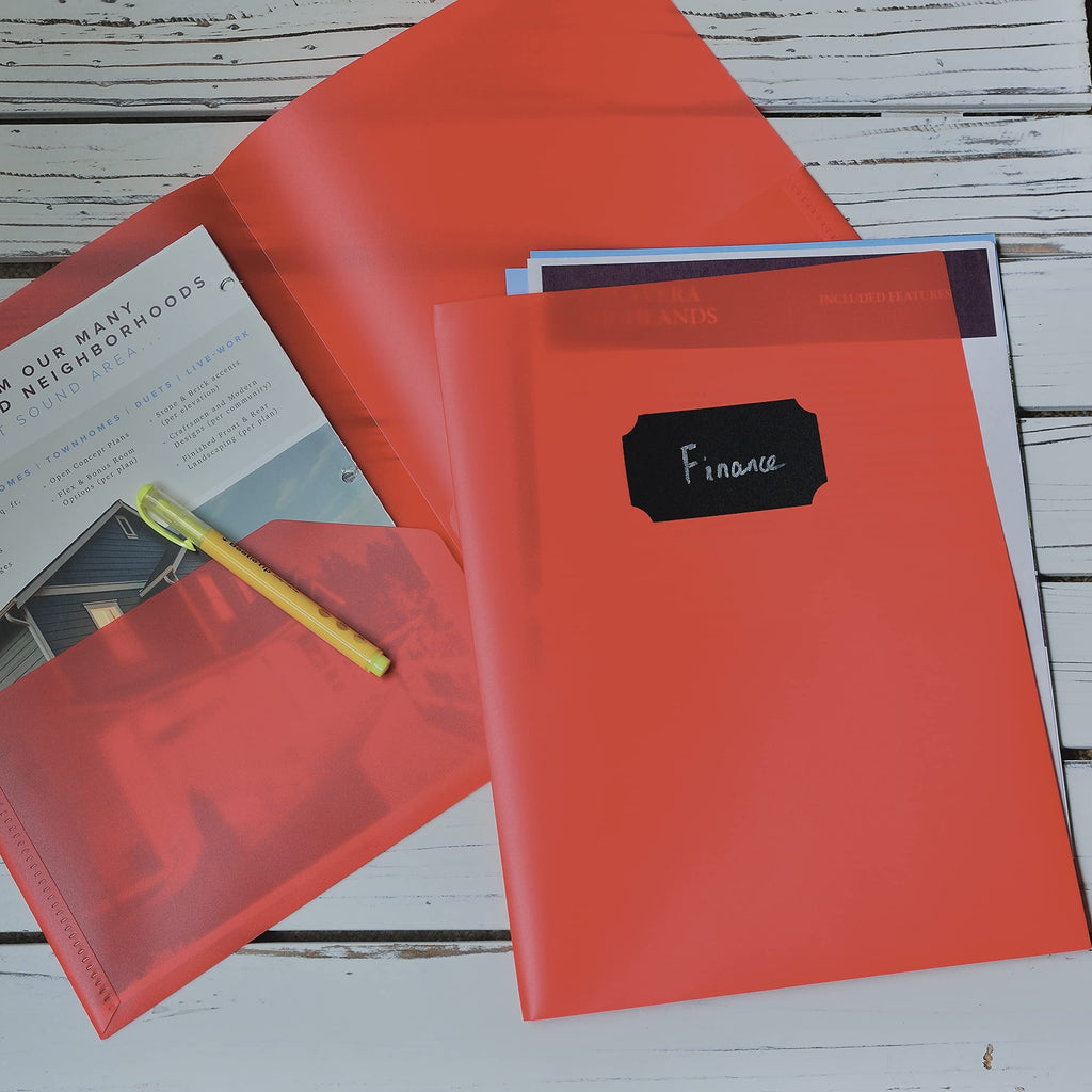 Youngever 6 Pack Heavy Duty Plastic Two Pocket Folders, Heavy Duty Plastic 2 Pocket Folder