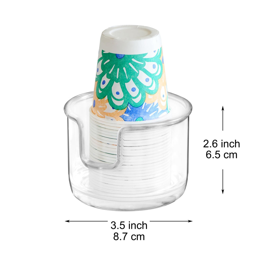 Youngever 2 Pack Plastic Disposable Paper Cup Dispenser, Small Plastic Dispenser Cup Holder (Clear)