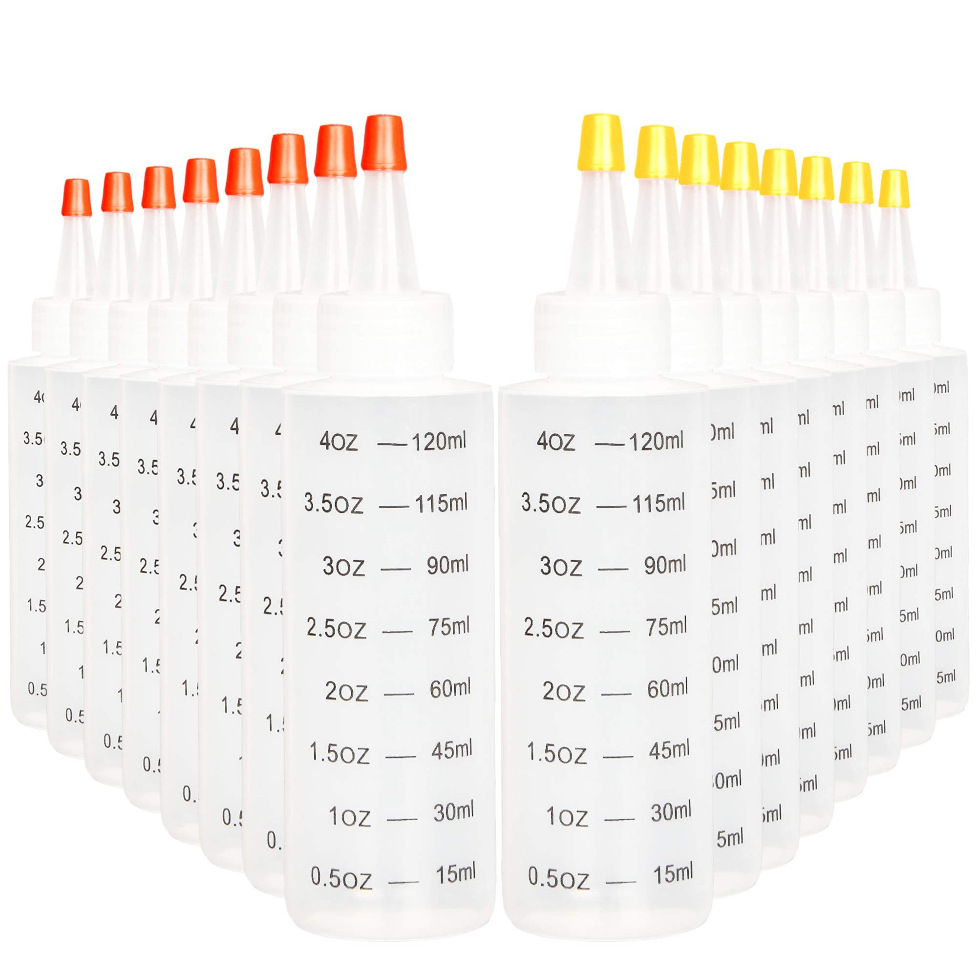 Youngever Set of 16 Plastic Squeeze Condiment Bottles with Tip Cap, HDPE Squeeze Condiment Bottles for Crafts, Food Art, Glue, Henna
