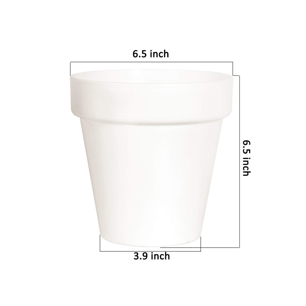 Youngever 7 Pack 6.5 Inch Plastic Planters, Indoor Flower Plant Pots, Classic Decorative Gardening Pot with Drainage