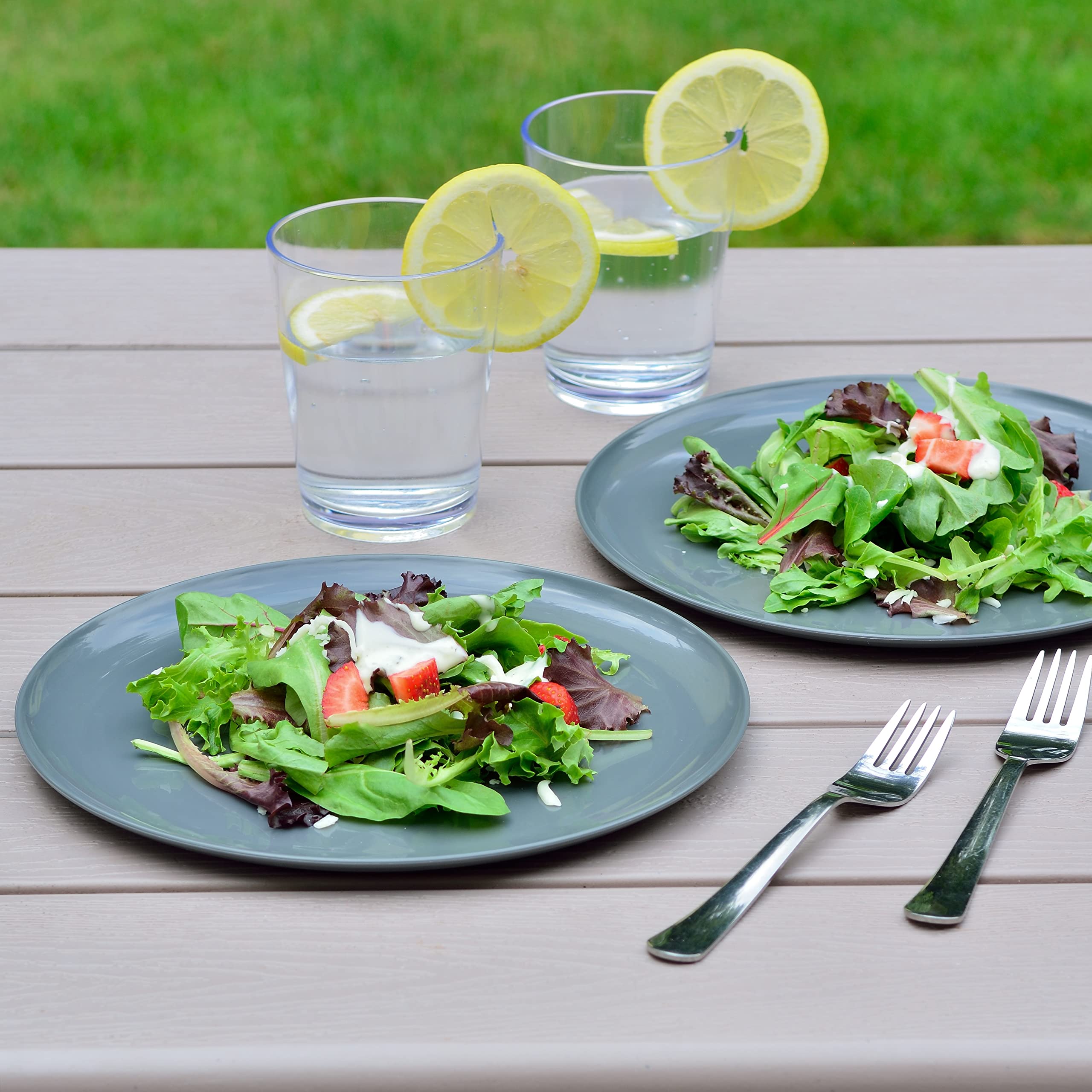 Youngever 10 Inch Plastic Plates, Large Plates, Dinner Plates, Set of 9