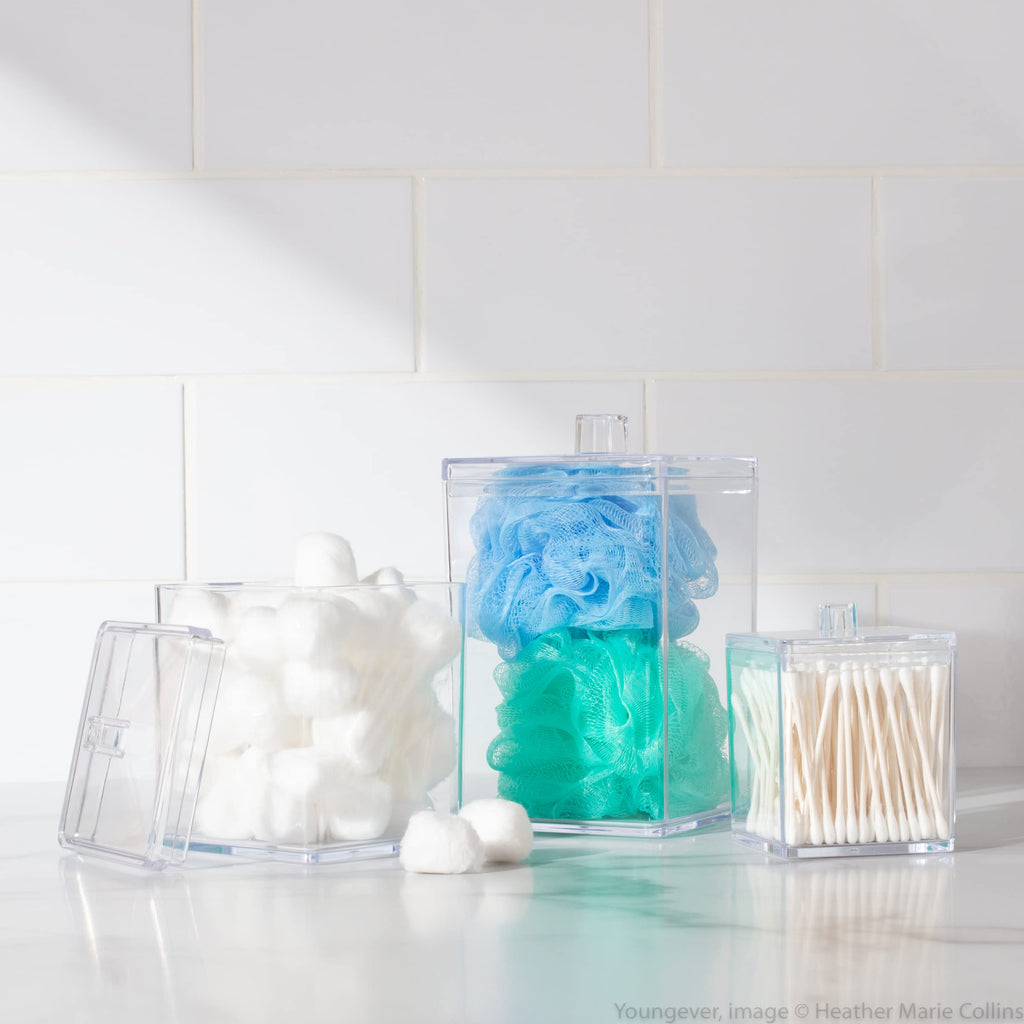 Youngever Clear Plastic Apothecary Jar, Square Shape