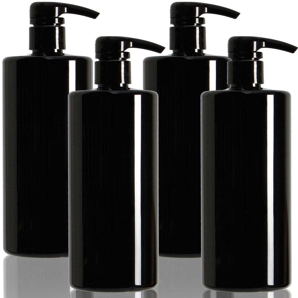 Youngever 4 Pack Pump Bottles for Shampoo, Empty Shampoo Pump Bottles, Plastic Cylinder with Lockdown-Leak Proof-Pumps