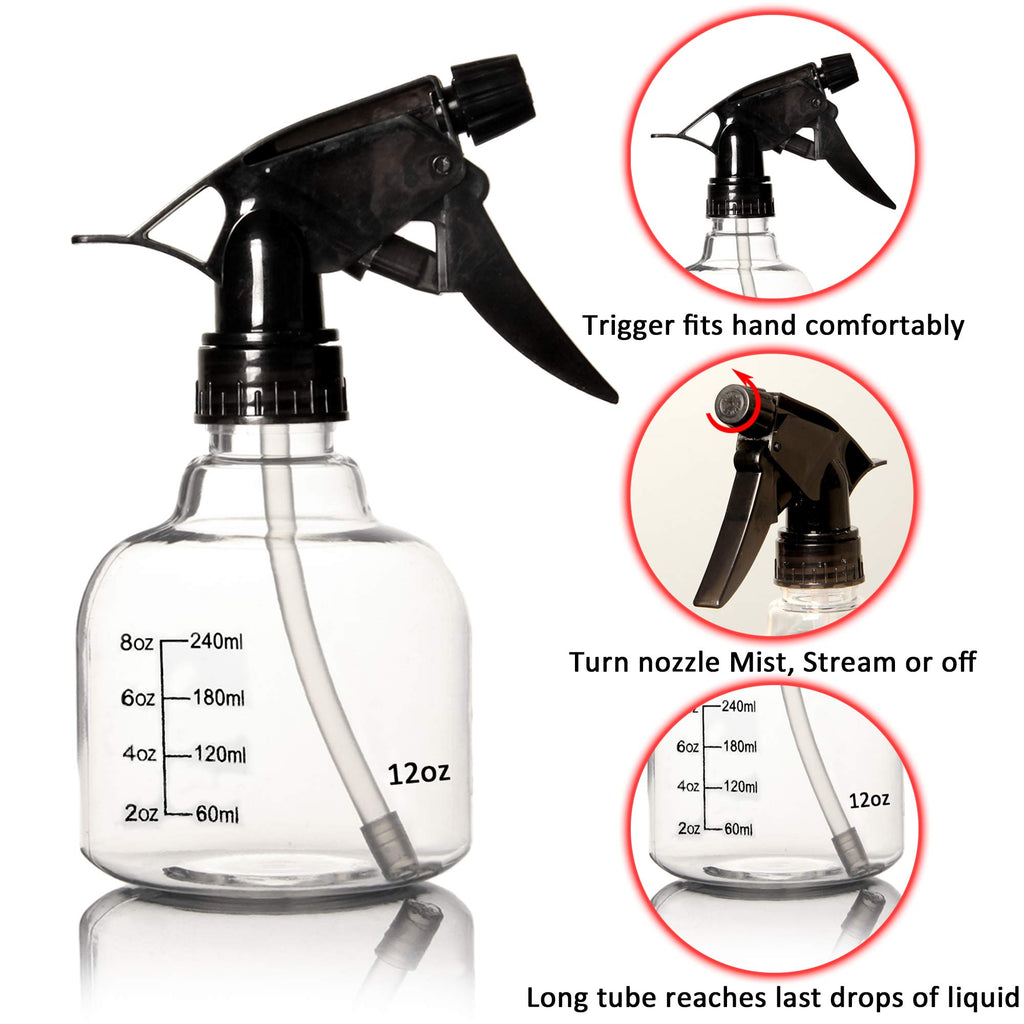Youngever 12 Pack Empty Plastic Spray Bottles, Spray Bottles for Hair and Cleaning Solutions