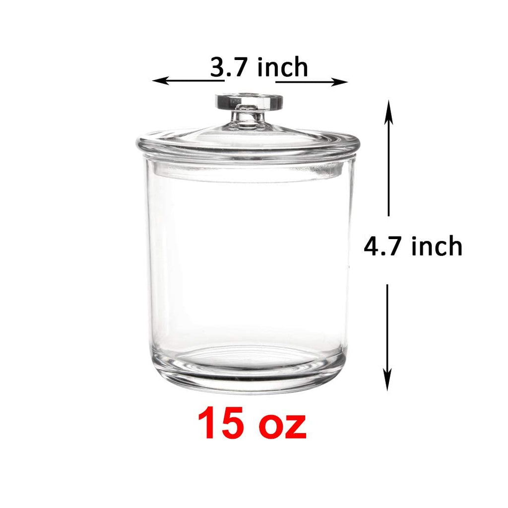 Youngever 2 Pack 15 Ounce Clear Plastic Apothecary Jars, Qtip Holder, Cotton Swab Holder, Bathroom Vanity Organizer for Cotton Balls, Cotton Swab, Qtips