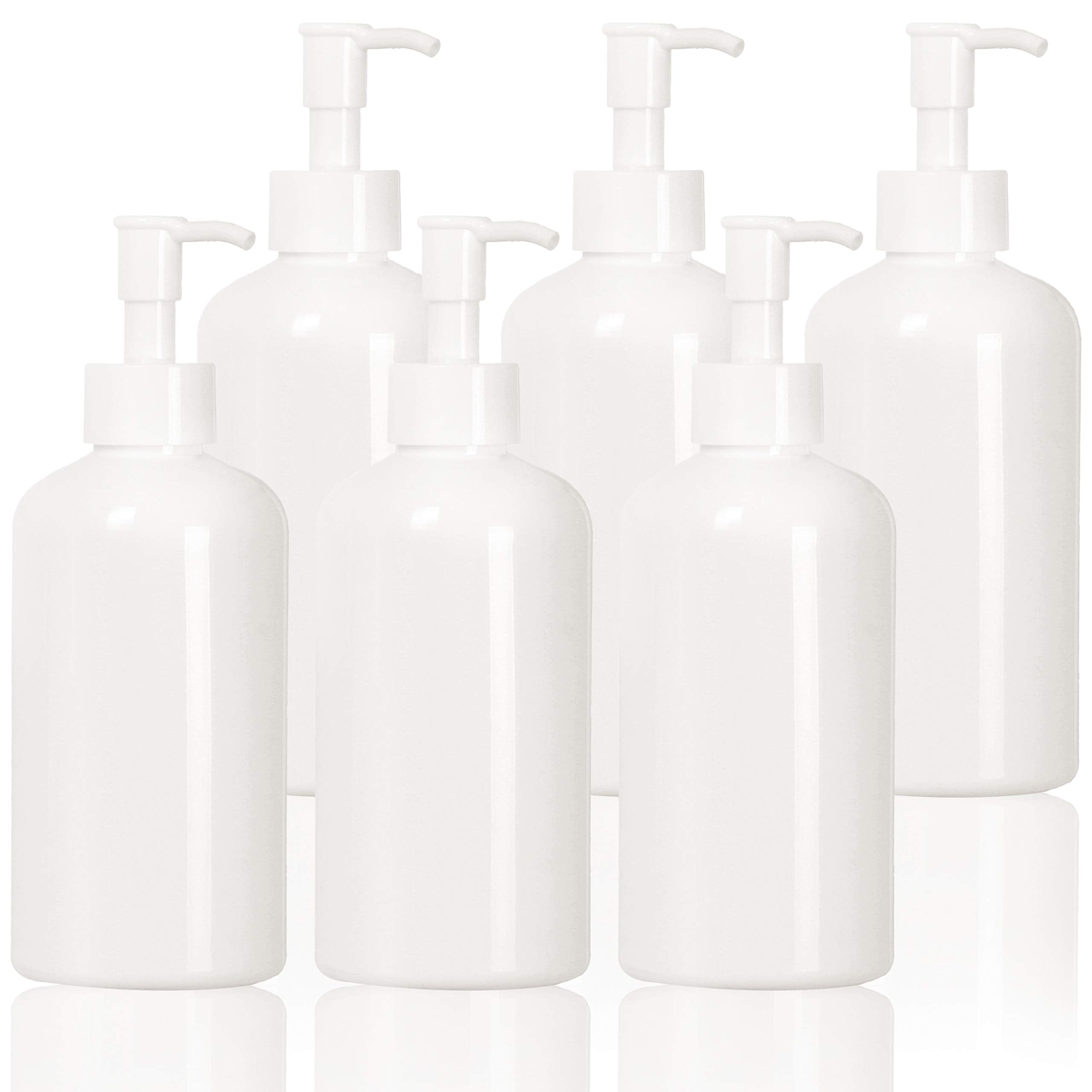 Youngever 6 Pack Plastic Pump Bottles 12 Ounce, Refillable Plastic Pump Bottles with Travel Lock