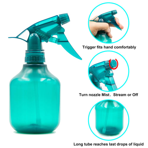 Youngever 12 Pack Empty Plastic Spray Bottles, Spray Bottles for Hair and Cleaning Solutions, 3 Assorted Colors