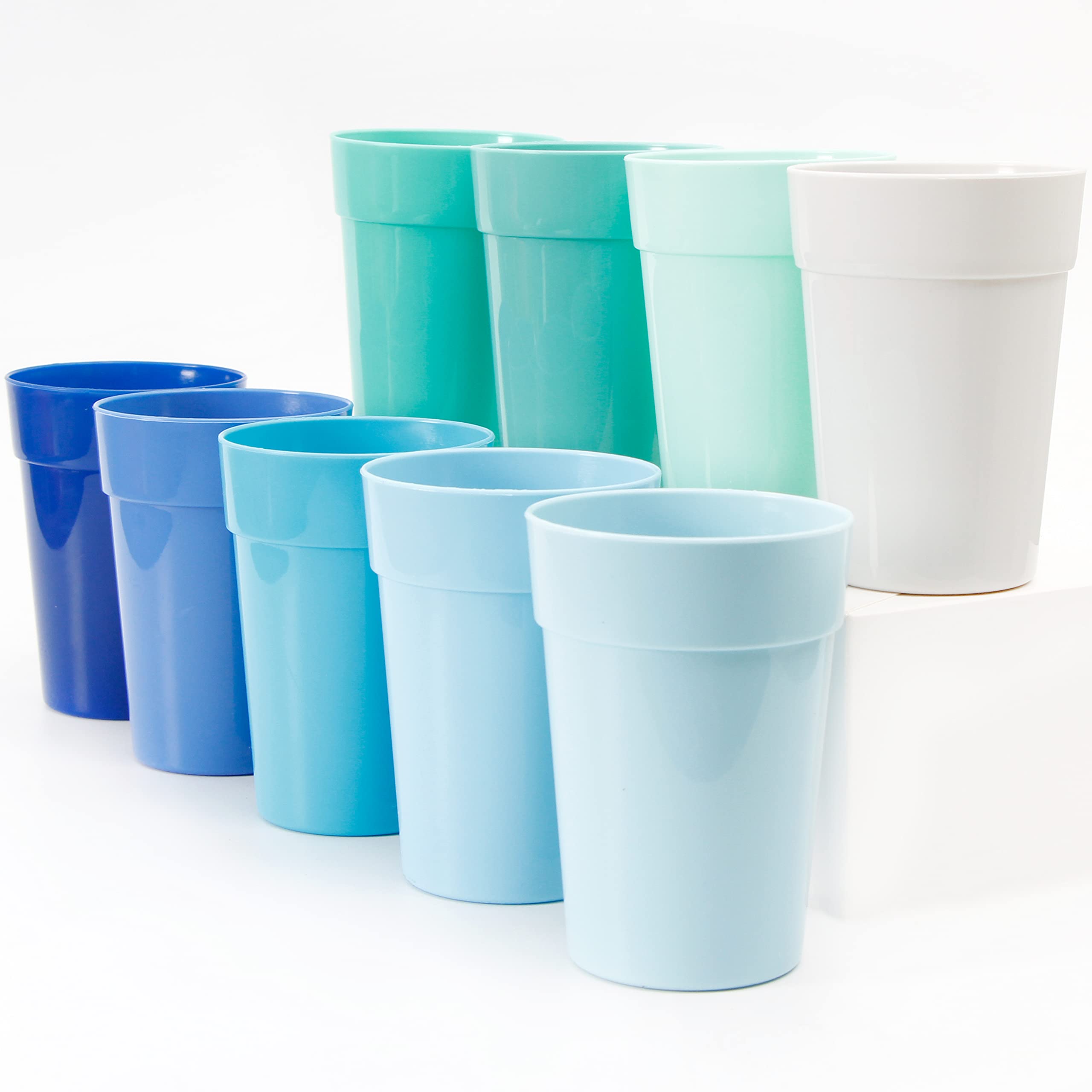 Youngever 18 Pack 12 Ounce Plastic Kids Juice Tumblers, Unbreakable Drinking Glasses, Plastic Cups, Reusable | Stackable | NO BPA | Top-rack Dishwasher Safe