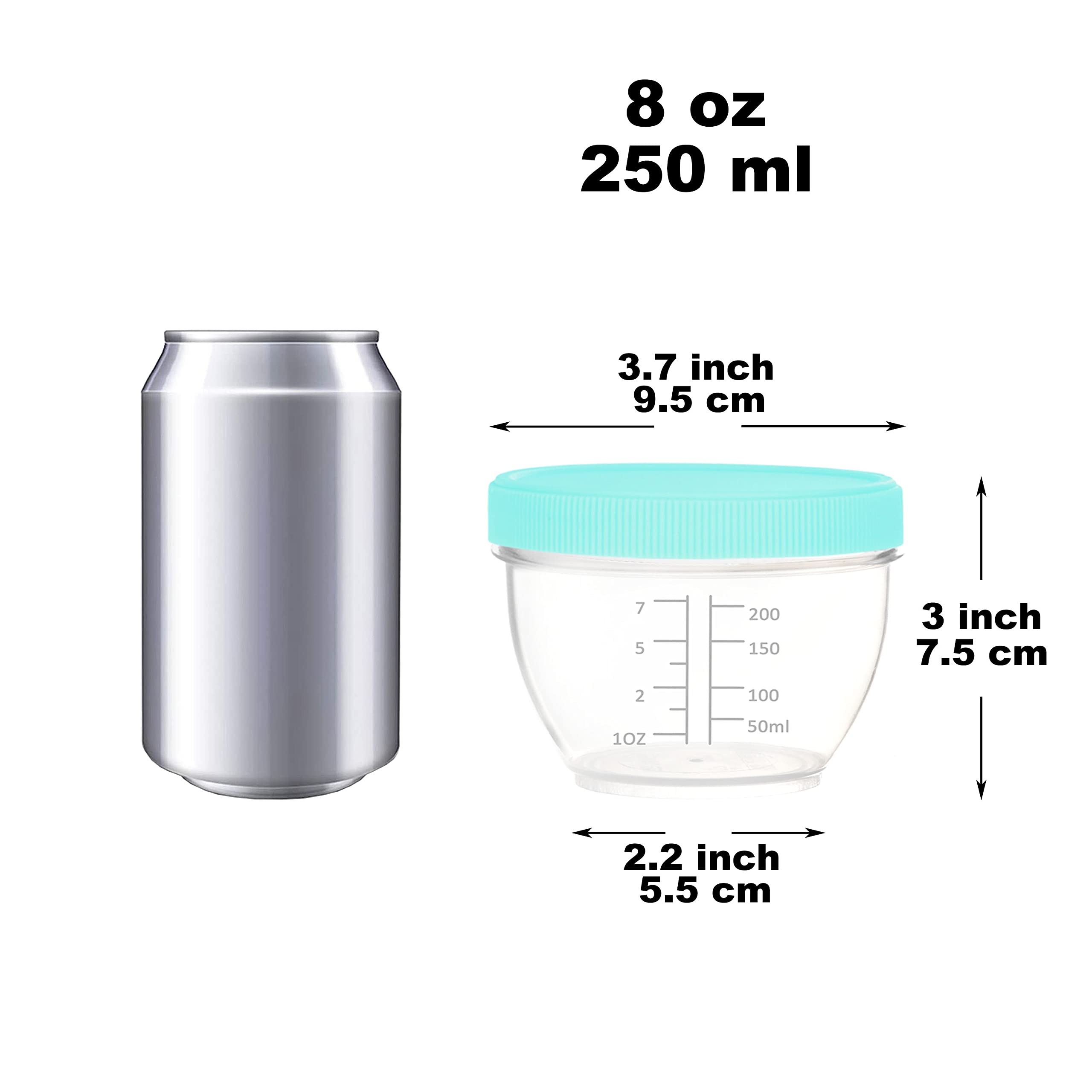 Youngever 18 Pack 1 Cup Small Food Containers with Lids, 8 Ounce Food Storage Containers, Condiment, and Sauce Containers with Lids Labels
