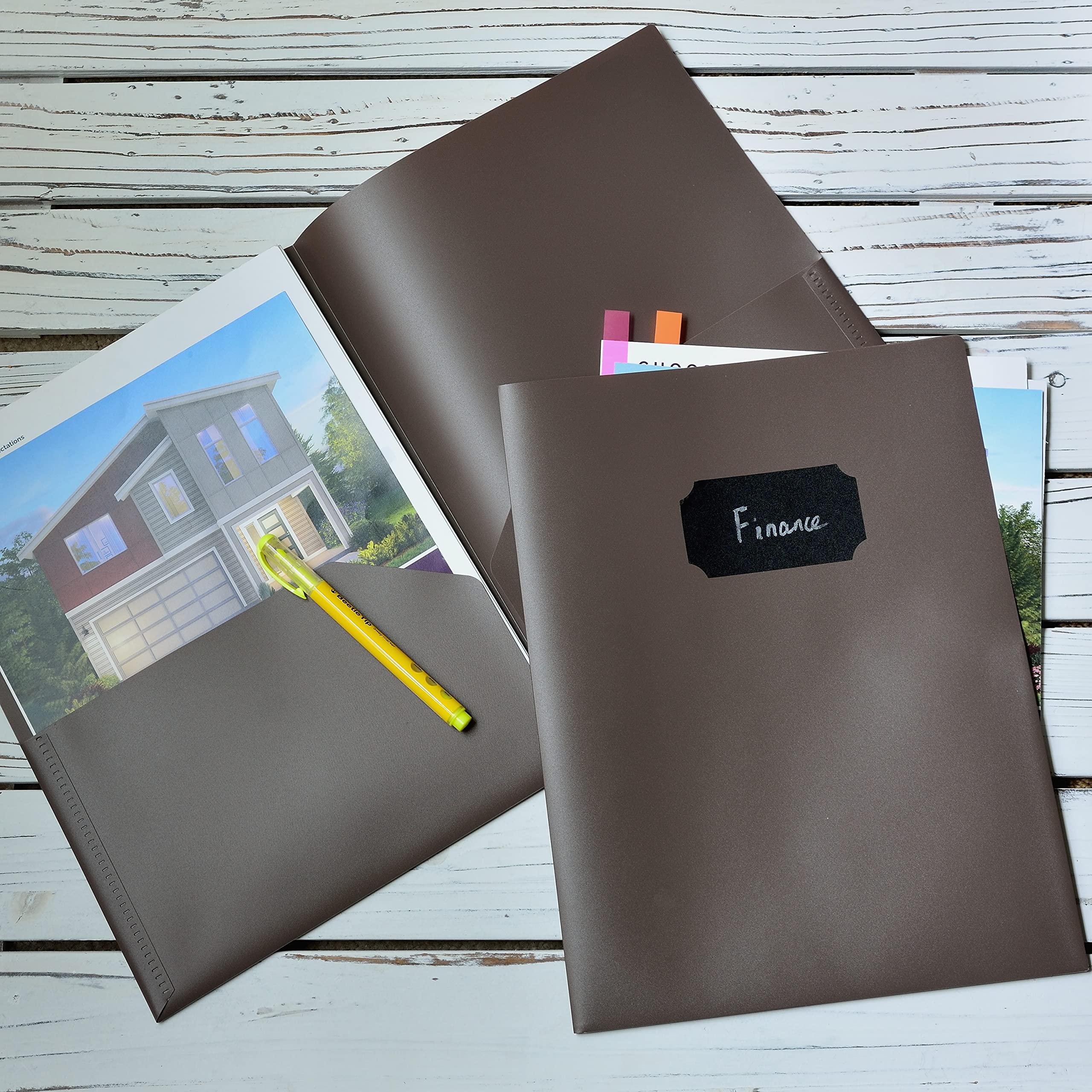 Youngever 6 Pack Heavy Duty Plastic Two Pocket Folders, Heavy Duty Plastic 2 Pocket Folder