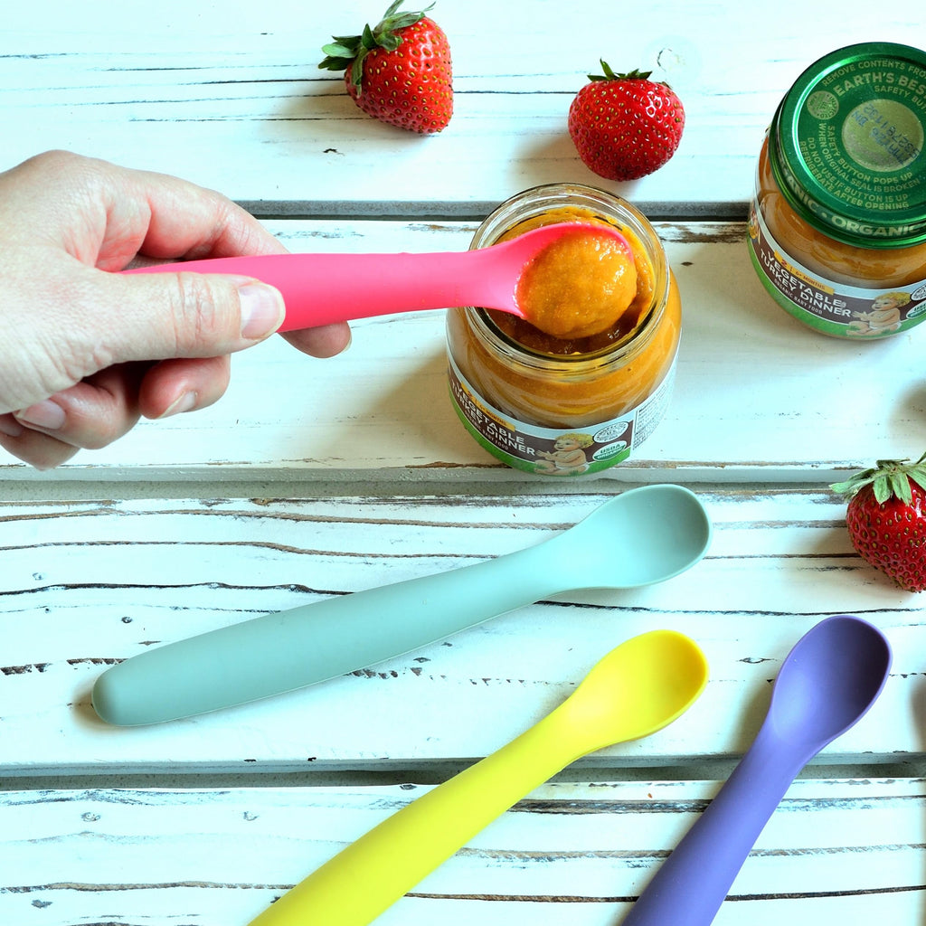 Youngever 9 Pack Silicone Baby Spoons - Unbreakable Reusable Feeding Spoons for Kids and Toddlers