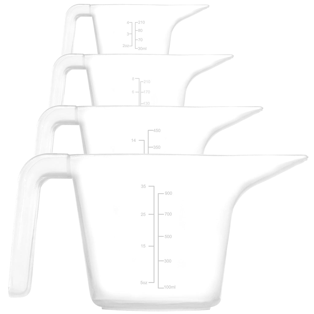 Youngever 4 Pack Plastic Measuring Cups Set, Nesting Mixing Bowls, Color Measuring Cups Set, 4oz, 8oz, 16oz, 36oz