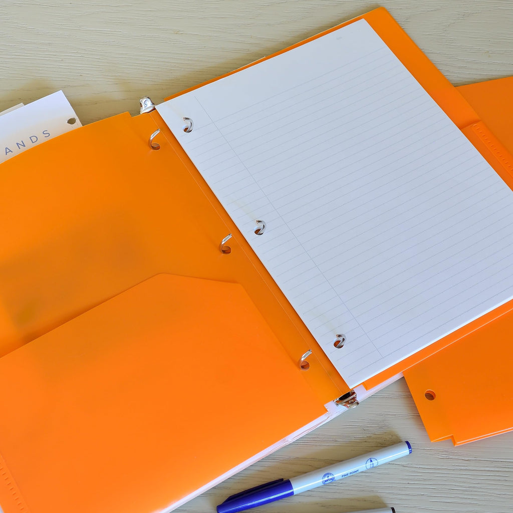 Youngever 6 Pack Heavy Duty Plastic Two Pocket Folders, Binder Dividers with Pocket, 3 Hole Punch Folder with Notches, Binder Folders