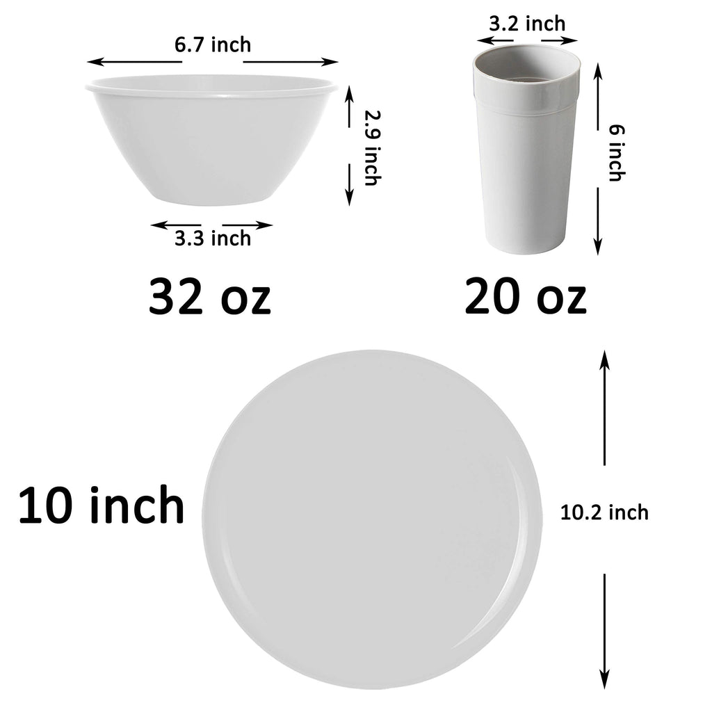 Youngever 18-Piece Plastic Kitchen Dinnerware Set, Plates, Dishes, Bowls, Cups, Service for 6