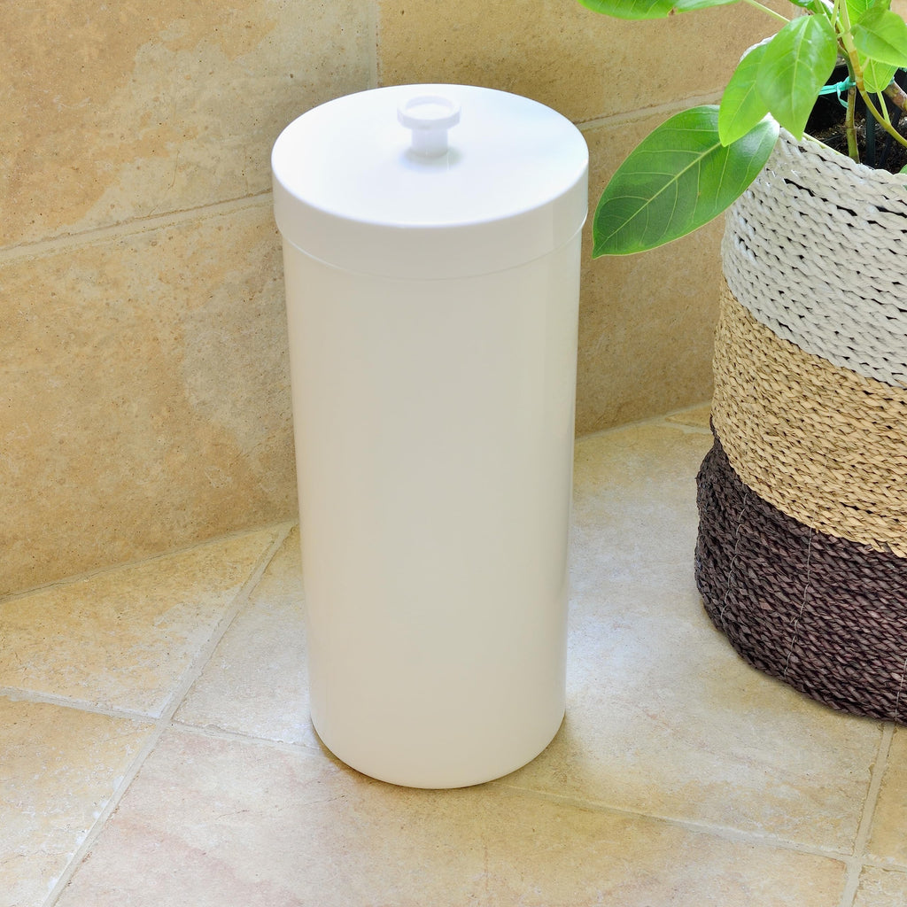 Youngever Plastic Toilet Paper Holder Stand, 3 Rolls Toilet Tissue Holder, Compact Toilet Tissue Rolls Organizer with Lid