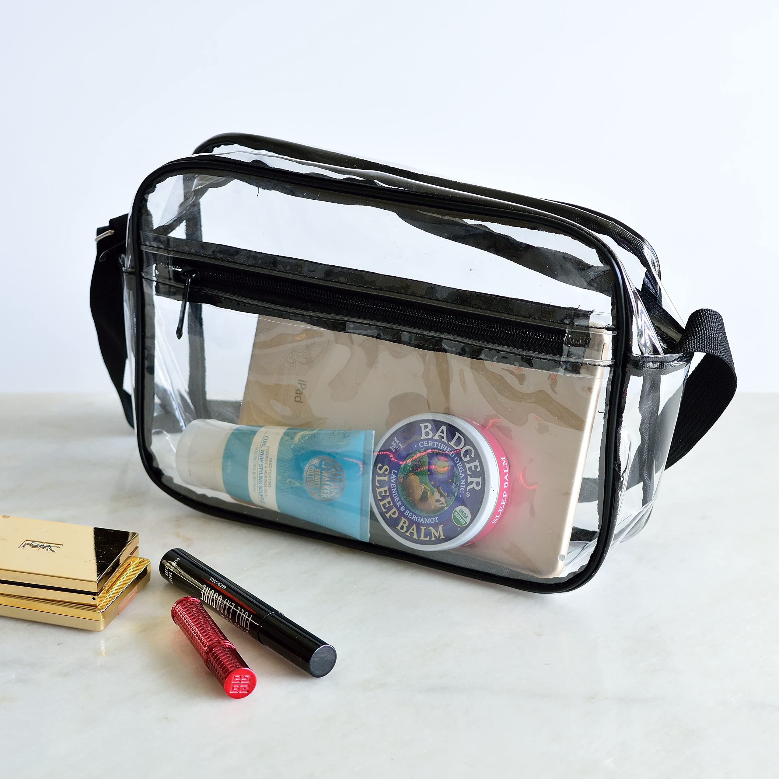 Youngever Clear Messenger Bag, Stadium Approved Clear Bag, Adjustable Cross-Body Strap Clear Plastic Bag