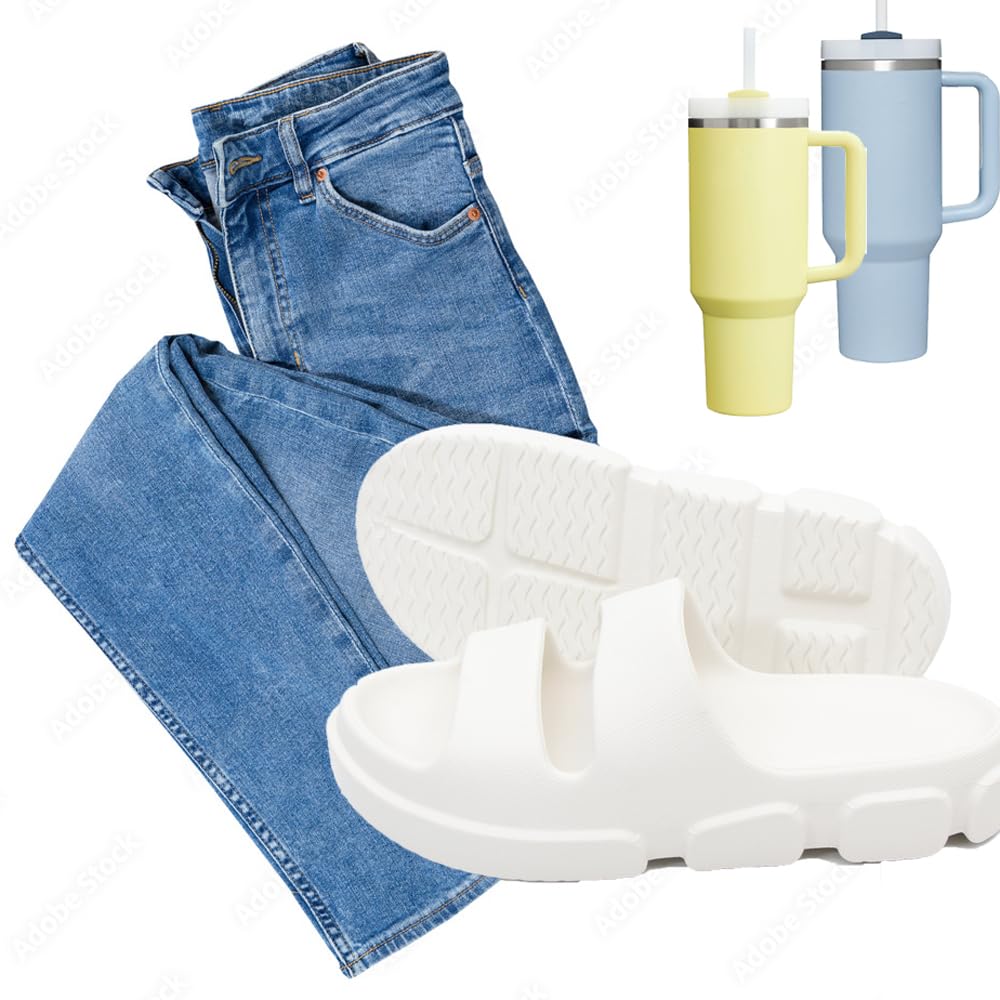 SPRUCE INT SHEYOUNG Slide Sandals for Women Indoor Outdoor, House Slippers for Woman, Non Slip Rubber Shower Slides, Two Strap Arch Support Sandals