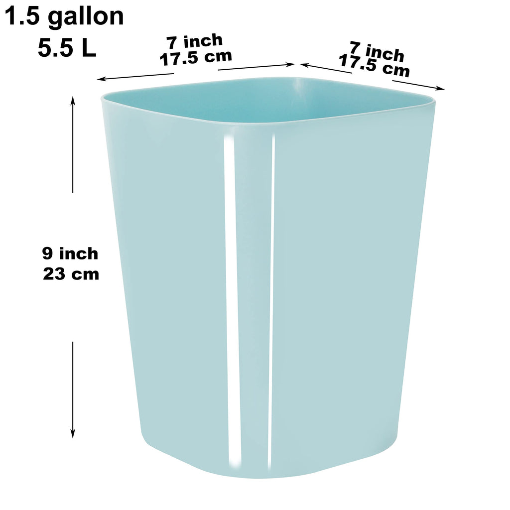 Youngever 2 Pack 1.5 Gallon Square Trash Can, Plastic Garbage Container Bin, Small Trash Bin for Home Office, Living Room, Study Room, Kitchen, Bathroom