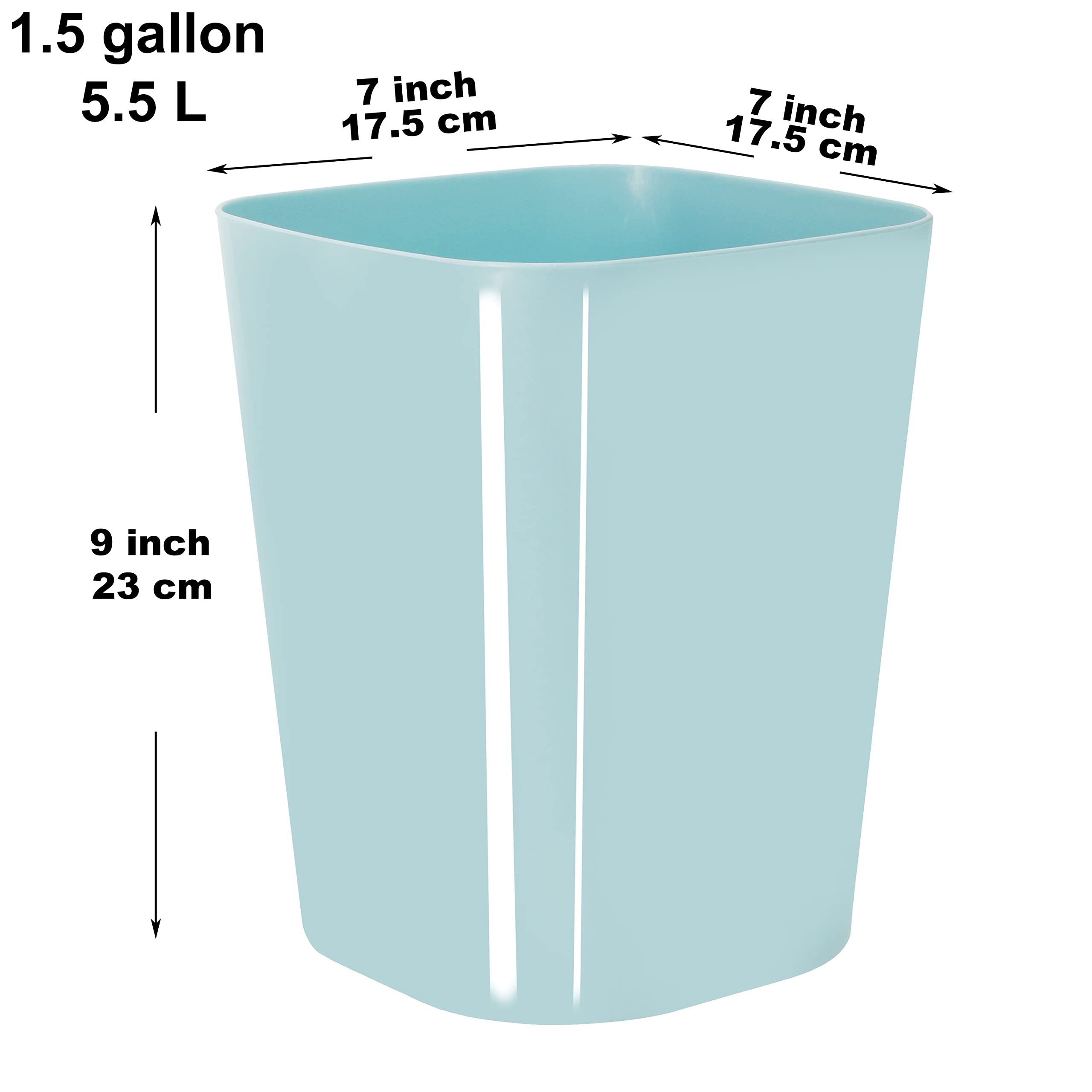 Youngever 2 Pack 1.5 Gallon Square Trash Can, Plastic Garbage Container Bin, Small Trash Bin for Home Office, Living Room, Study Room, Kitchen, Bathroom