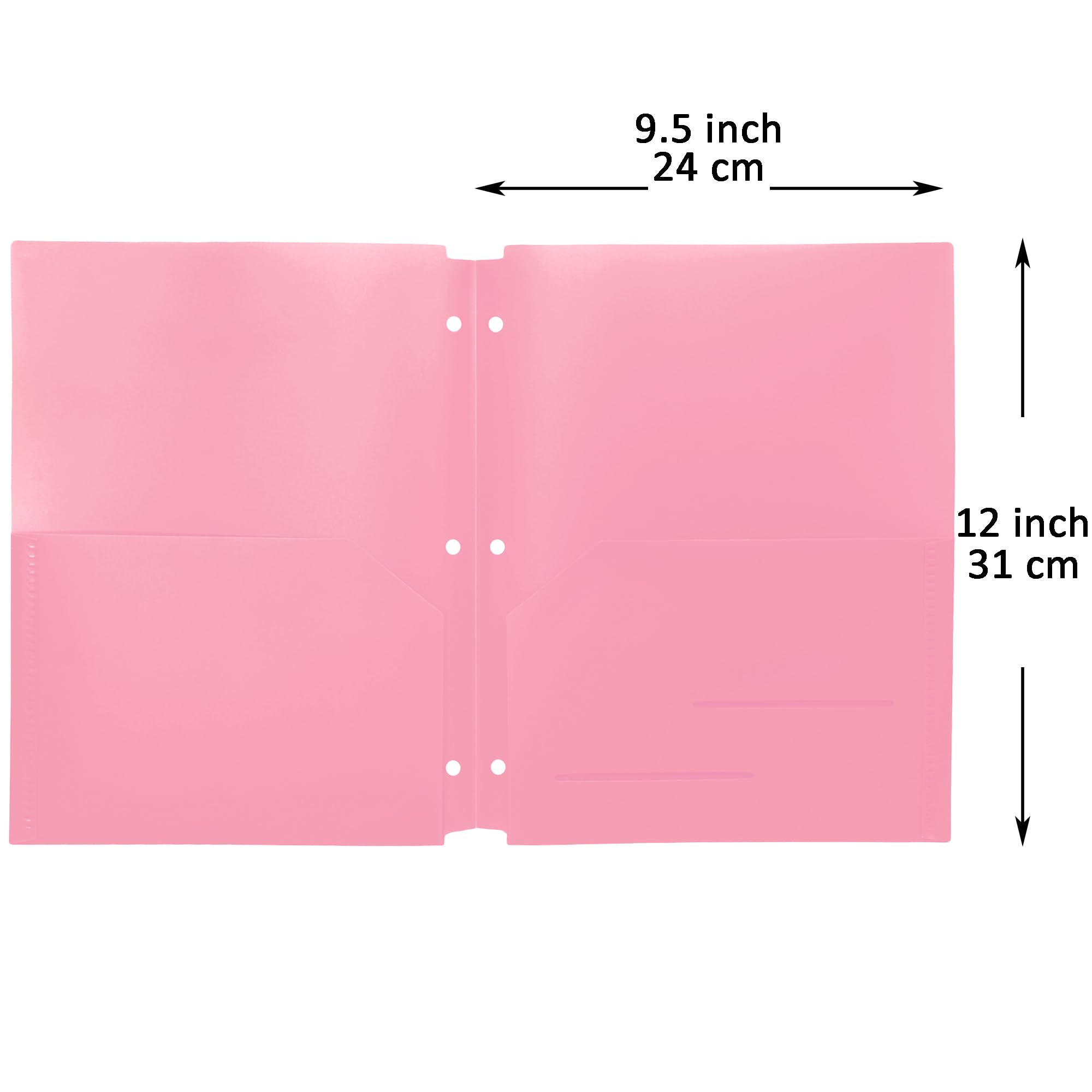 Youngever 6 Pack Heavy Duty Plastic Two Pocket Folders, Binder Dividers with Pocket, 3 Hole Punch Folder with Notches, Binder Folders