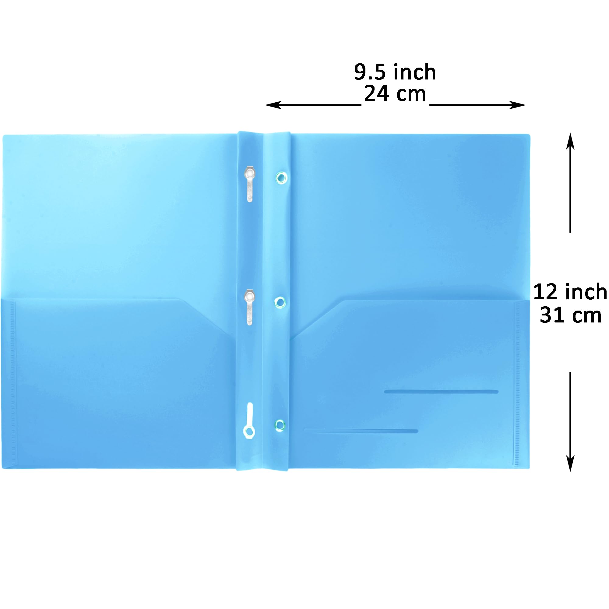 Youngever 6 Pack Heavy Duty Plastic Two Pocket Folders with 3 Prongs, Metal Prongs Fastener, Heavy Duty Plastic 2 Pocket Folder