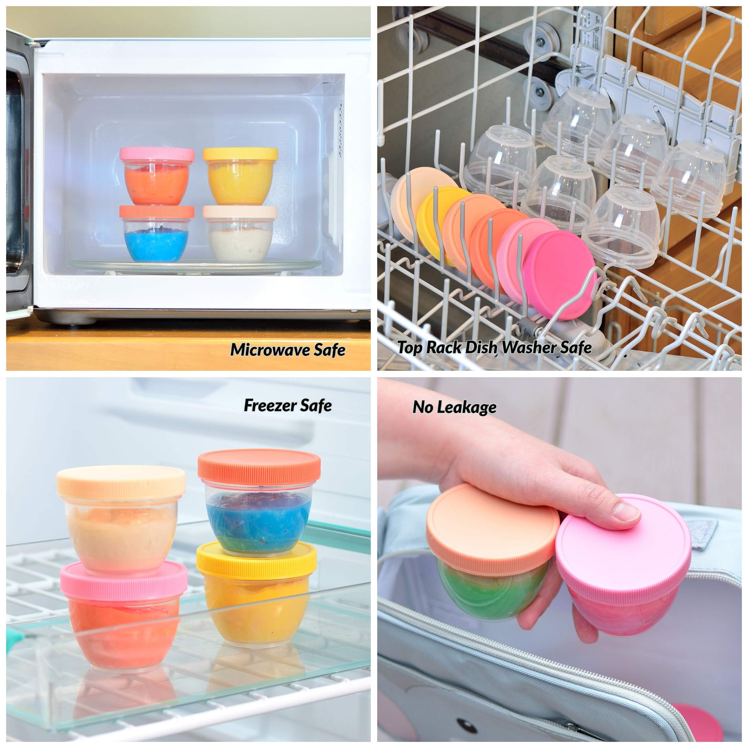 Youngever 18 Sets Baby Food Storage, 4 Ounce Baby Food Containers with Lids, 9 Bright Pink Colors, with Lids Labels
