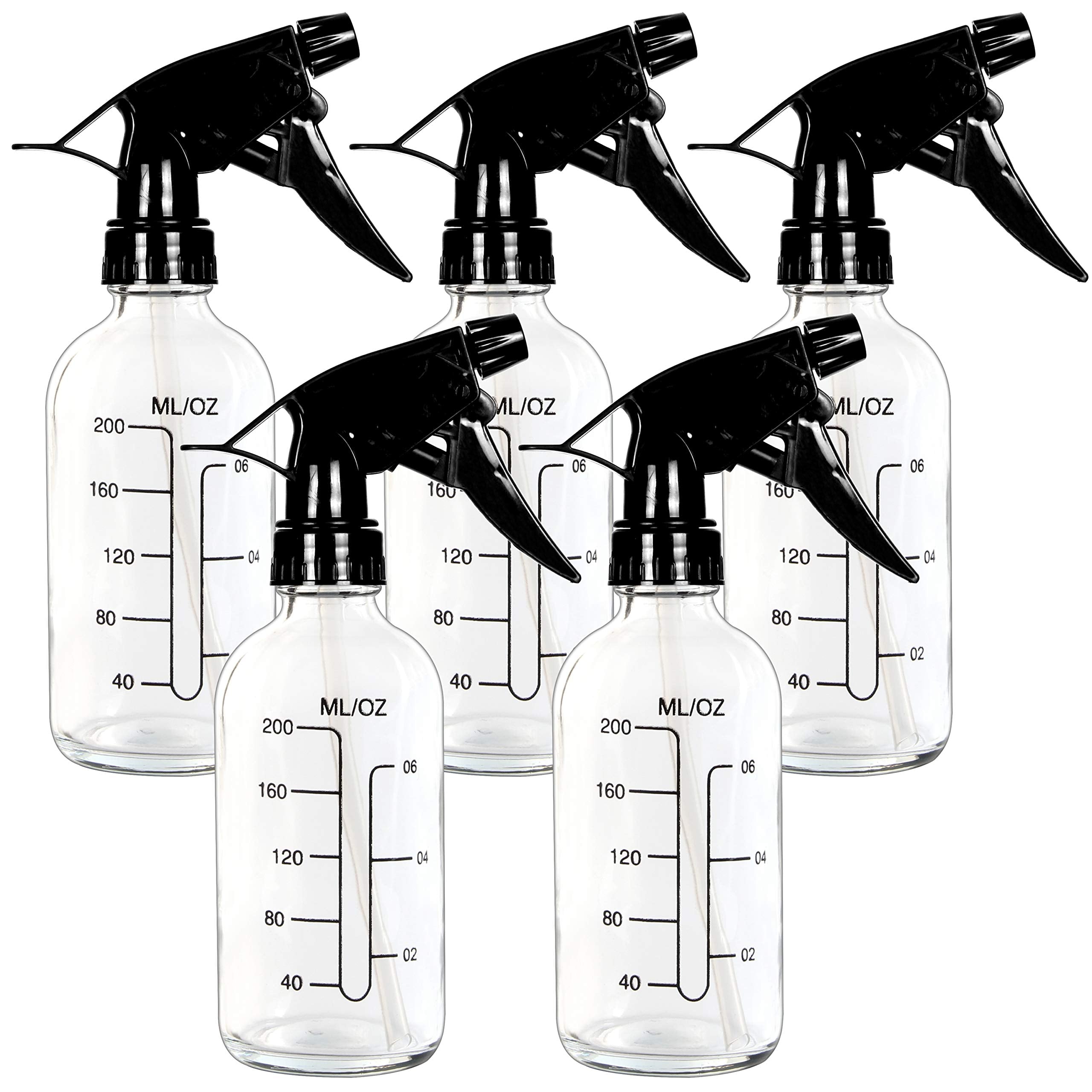 Youngever 5 Pack 8 Ounce Empty Glass Spray Bottles with Measurements, Spray Bottles for Hair and Cleaning Solutions